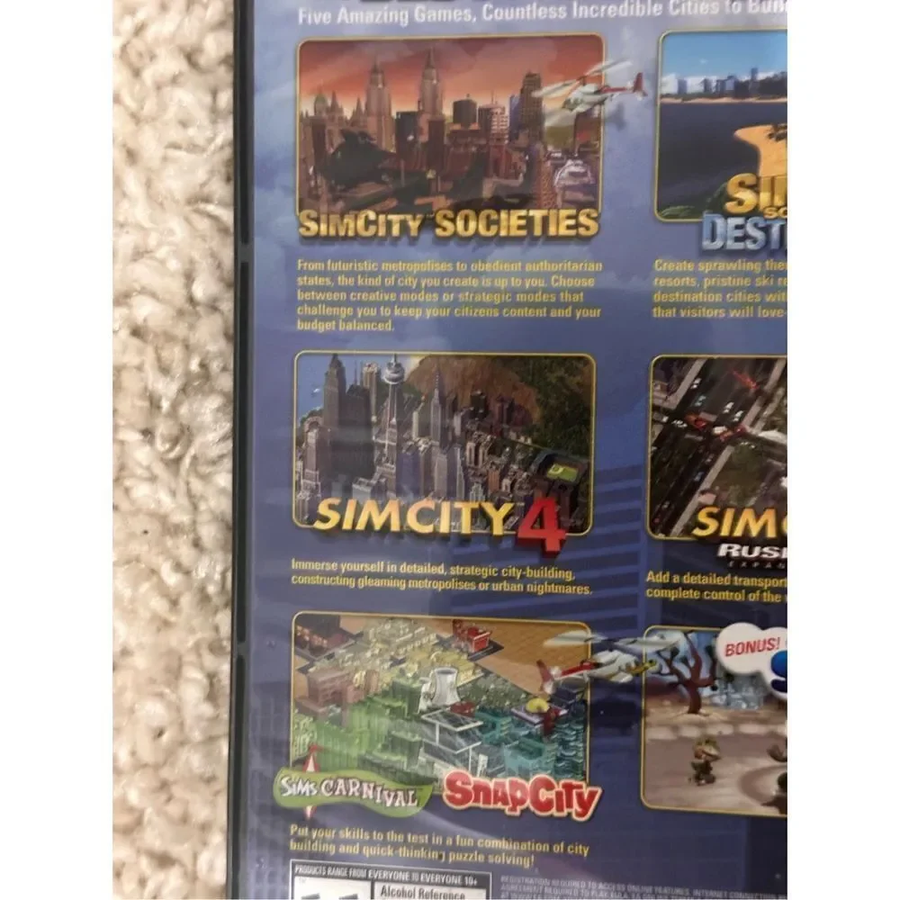 Nice 2008 The SimCity Box - PC - 4 Disk Set Used Condition